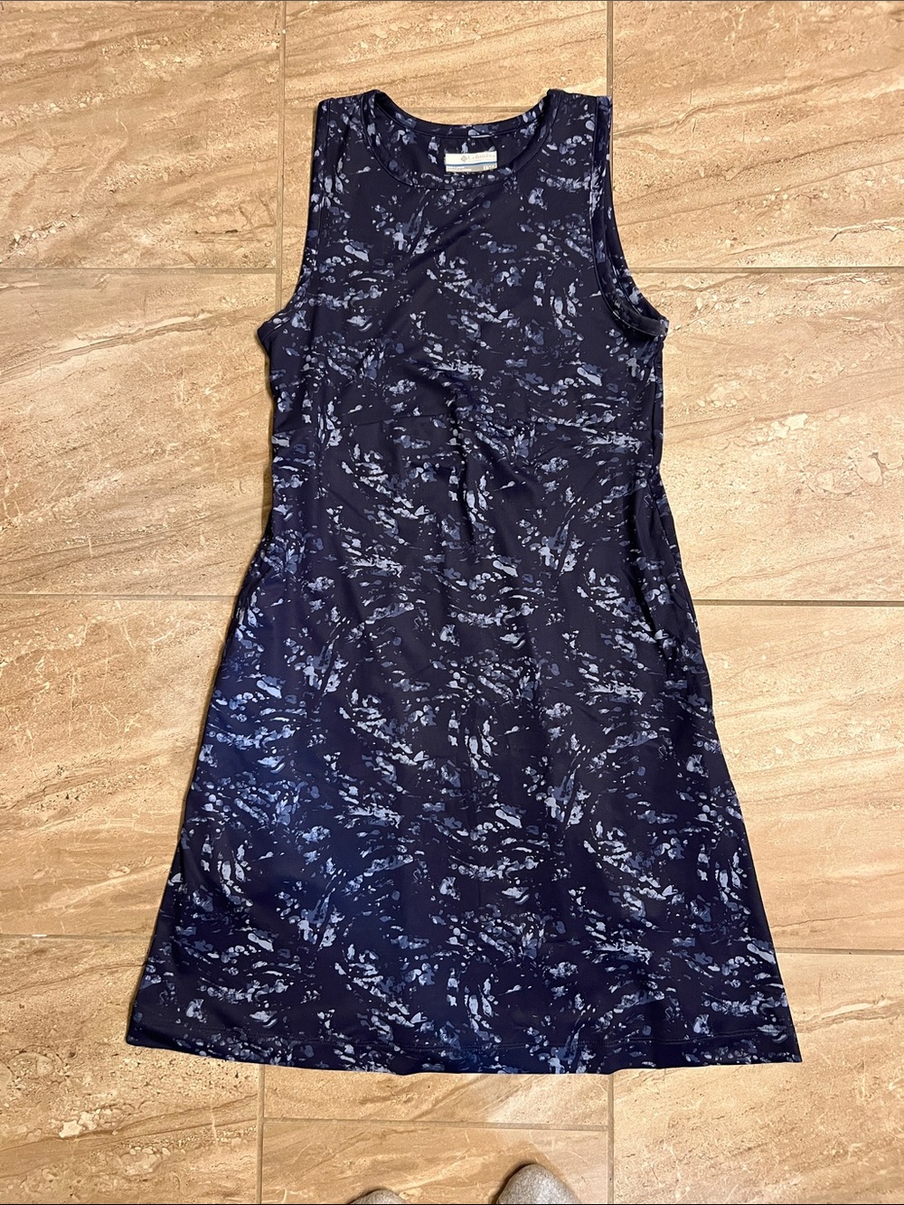 Columbia Navy Blue Sleeveless Printed A-Line Dress